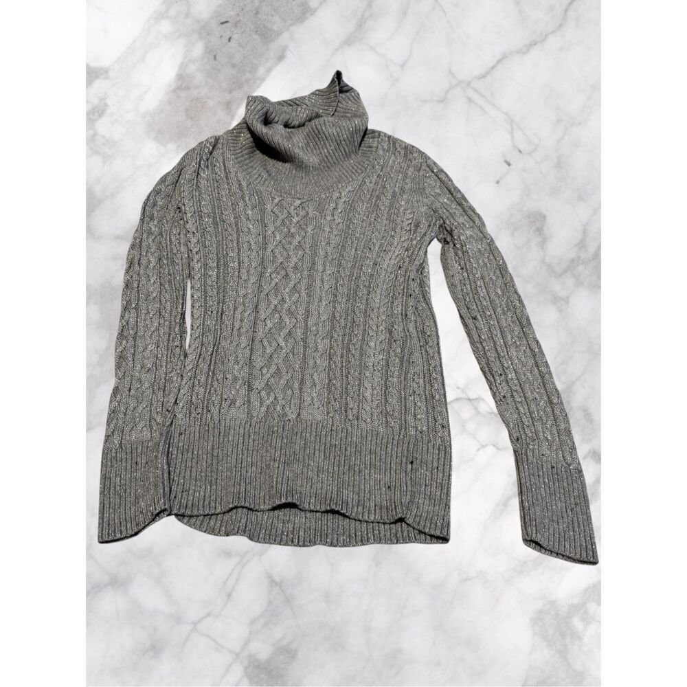 White House Black Market Turtleneck Gray Sweater Size Large
